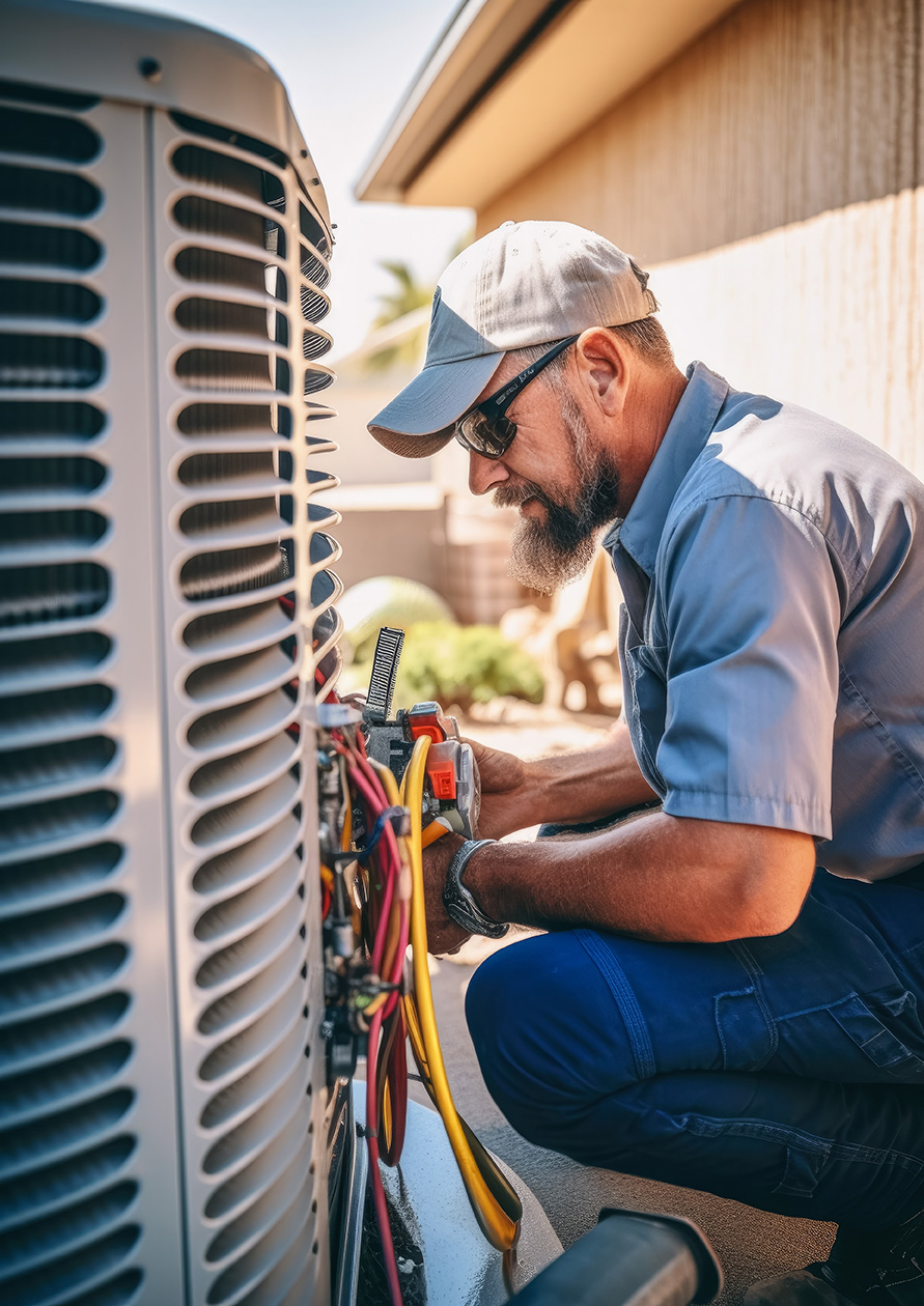 Air Masters Technician maintaining AC system